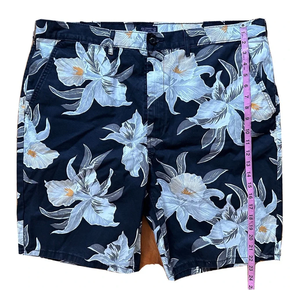Levi Strauss Floral Shorts Mens W40 Floral Navy‎ Leaf Classic Chino Shorts